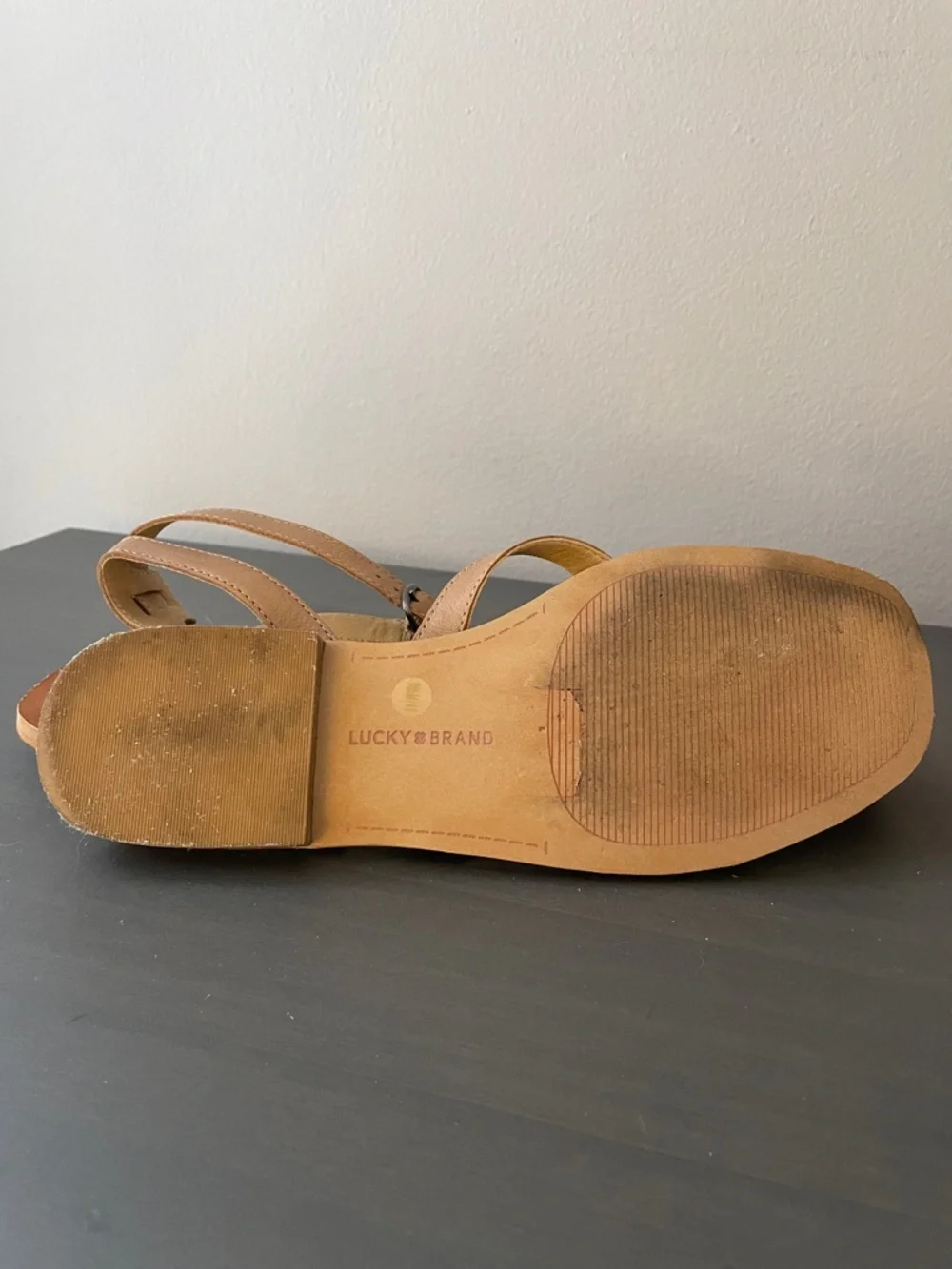 Lucky Brand Women's Tan Leather Strappy Sandals - Picture 4 of 5